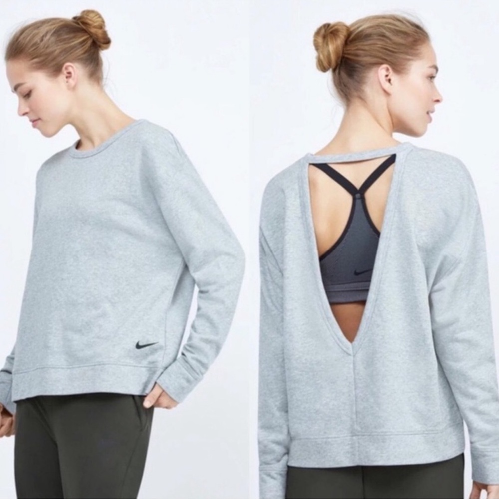 Nike Light Gray Crew Sweatshirt with Small Swoosh